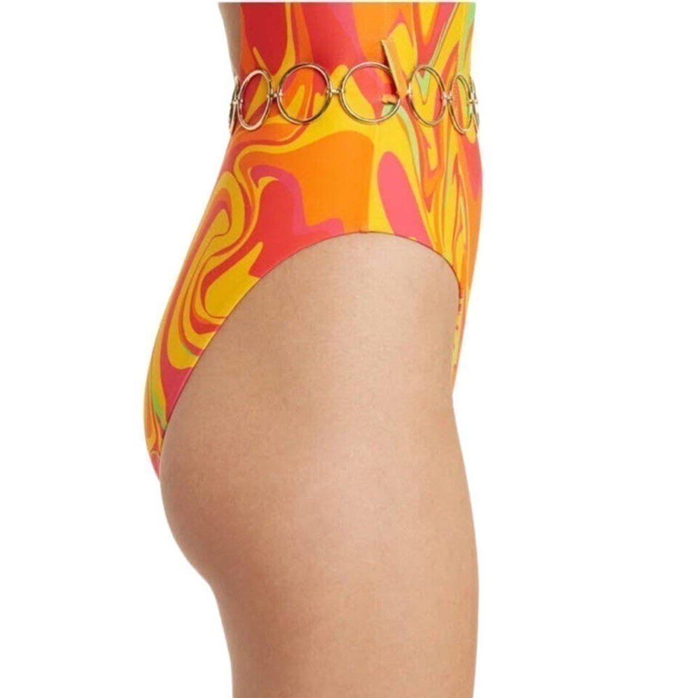WeWoreWhat NEW One Piece Swimsuit Danielle 3.0 Retro Swirl Cherry Red Small - Picture 3 of 12